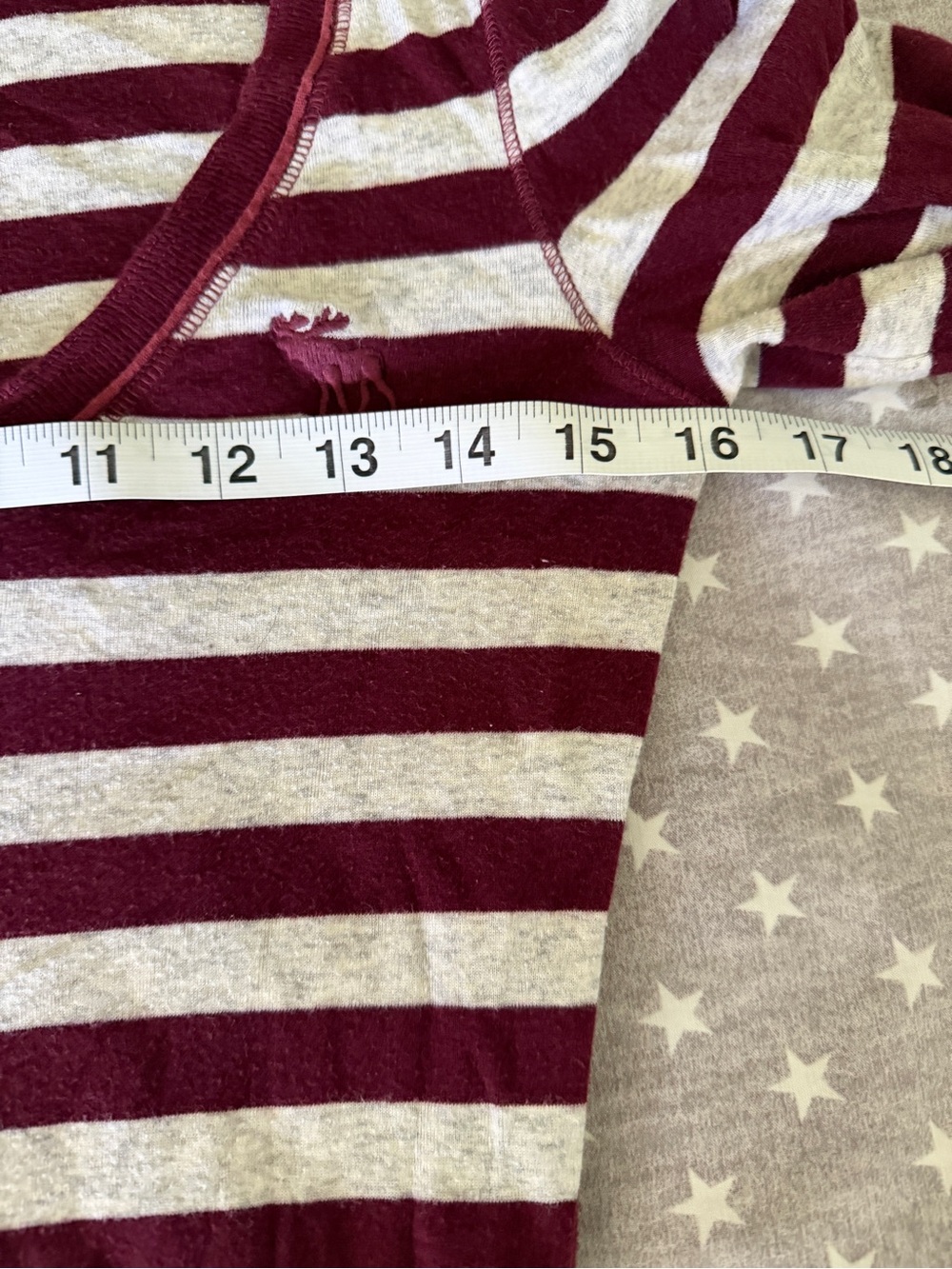 Abercrombie & Fitch Y2K long sleeve babydoll shirt - stripes - maroon red/gray M - Picture 9 of 9